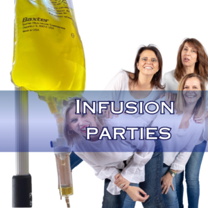 Nurse administering IV drip to a party of women for hydration and energy boost at Twin Peaks Wellness.